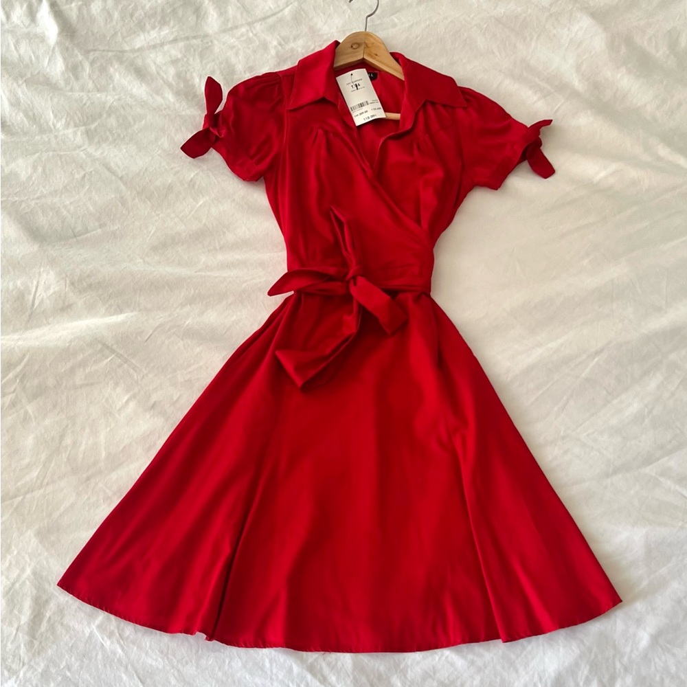 Elegant Red Wrap Dress